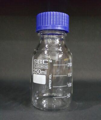 250 ml screw cap media storage bottle plain glass