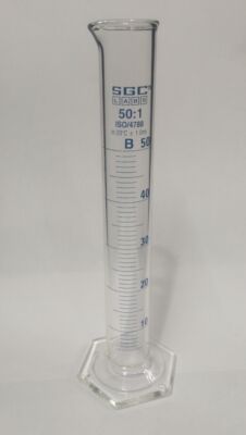 MEASURING CYLINDER 50ML with hexabase SGCLABS