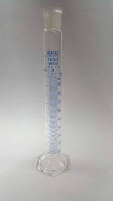 ground joint socket measuring cylinder 100 ml hexabase